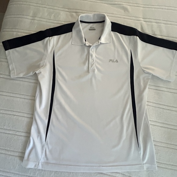 Fila Polo Shirt XXL Slimming White Navy Blue Accents​ - Picture 1 of 13